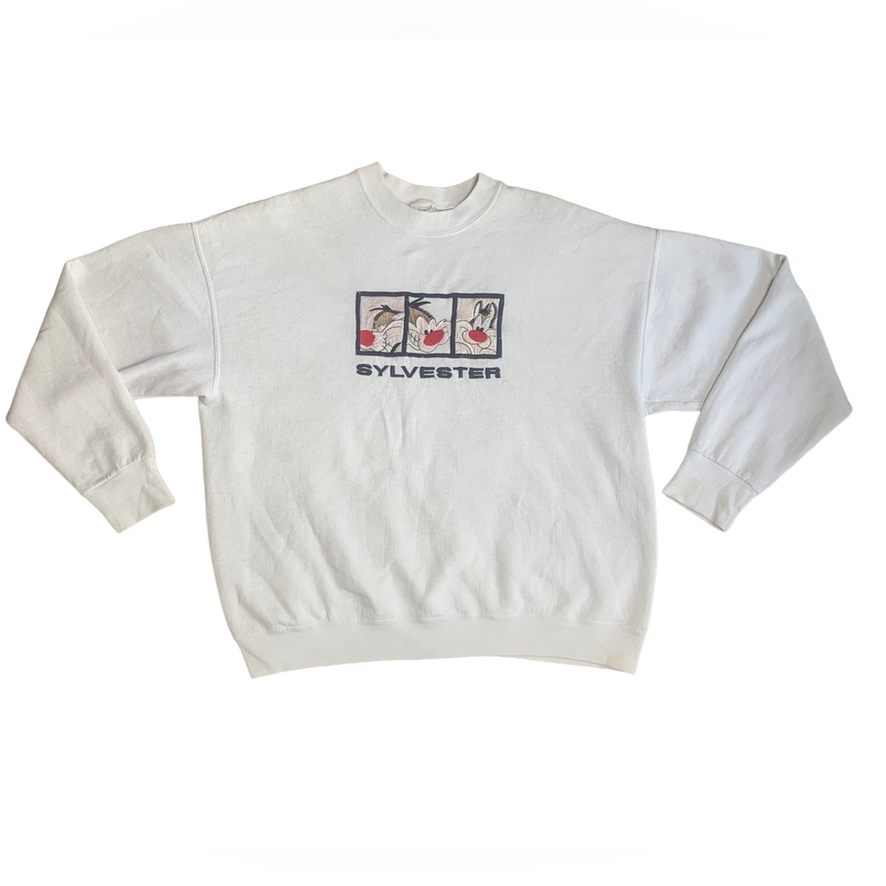 Freeze vintage Sylvester cat Looney Tunes white crewneck sweater XL